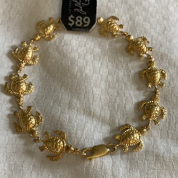 Island girl made in Hawaii 14k gold on SS Honu Turtle bracelet. - Picture 4 of 5